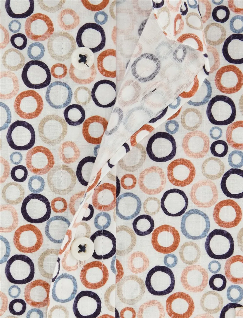 Oranje blauw geprint overhemd Giordano Regular Fit met rondjes
