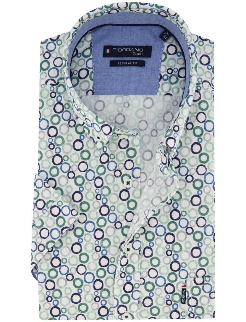 Groen blauw geprint overhemd Giordano Regular Fit met stippen