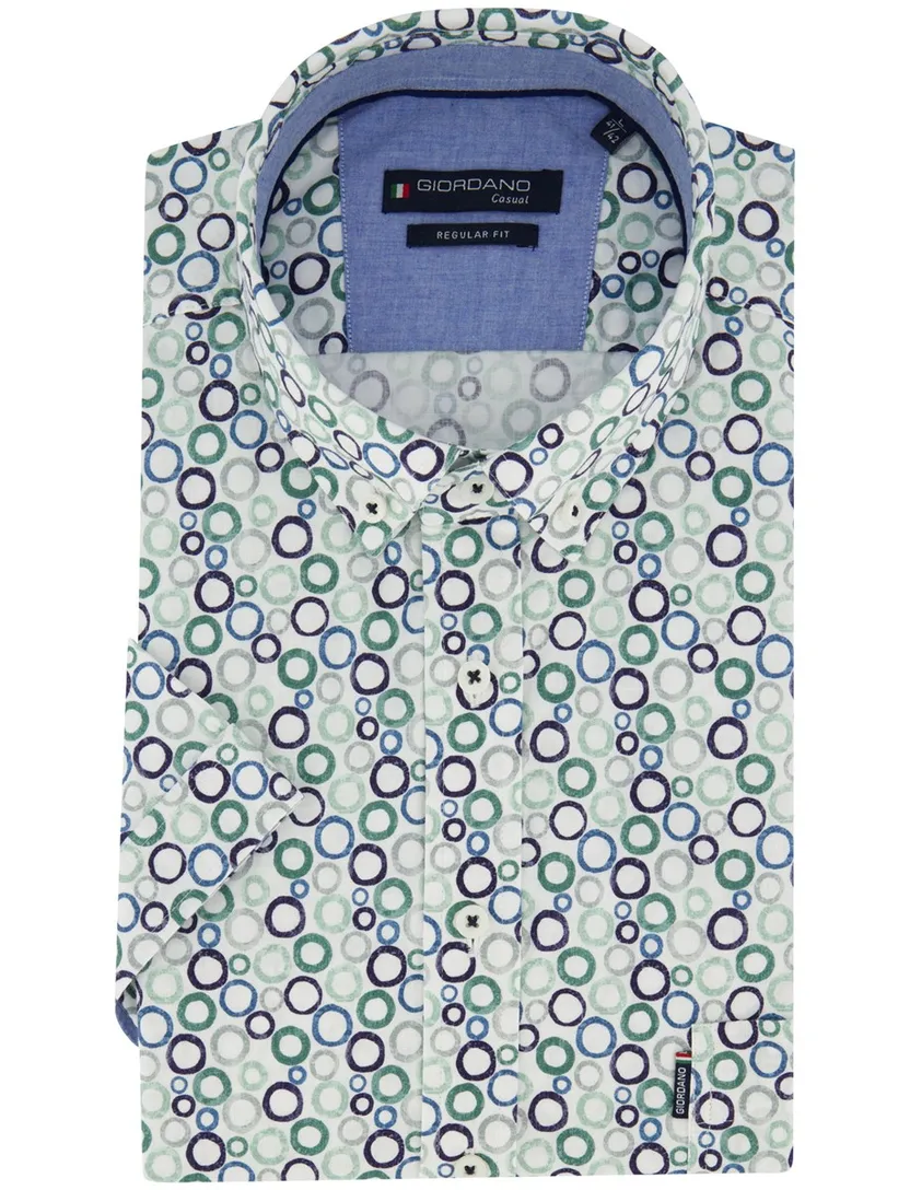 Groen blauw geprint overhemd Giordano Regular Fit met stippen