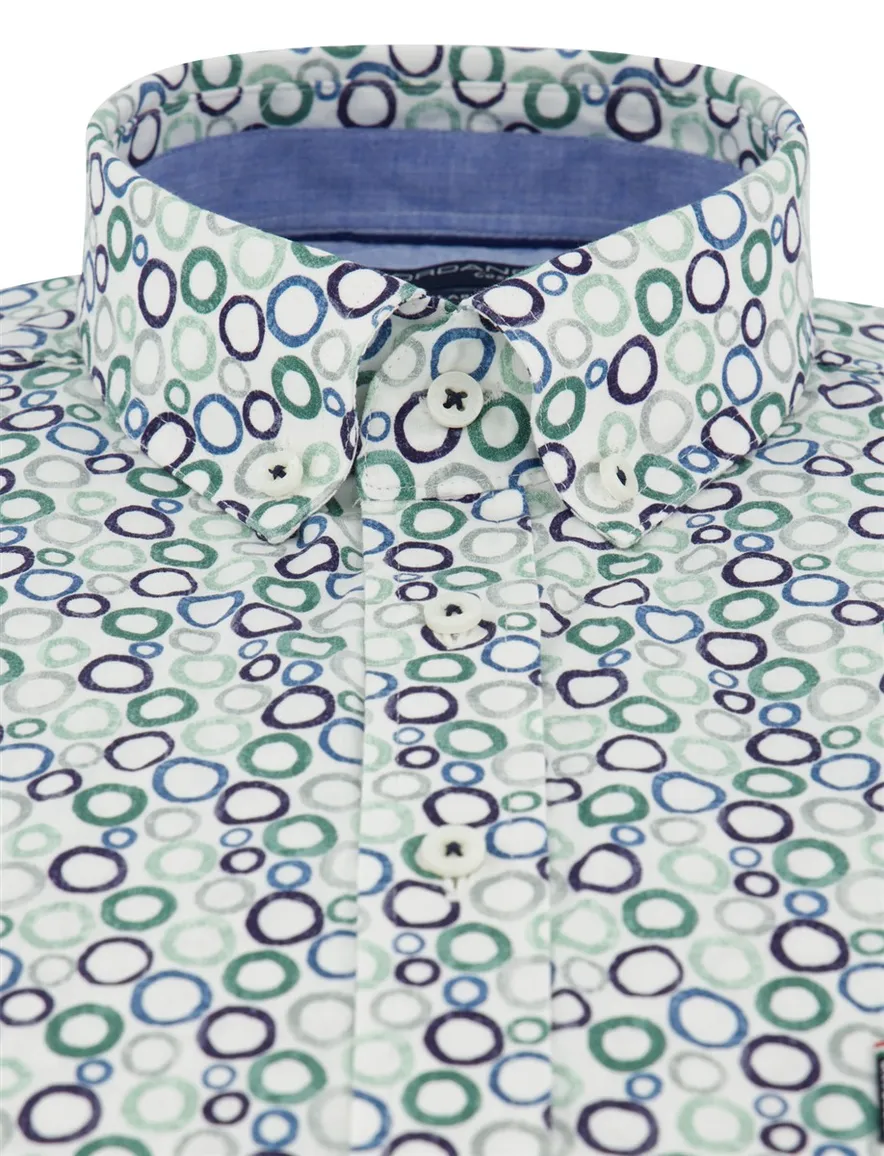 Overhemd Giordano Regular Fit groen geprint cirkels blauw