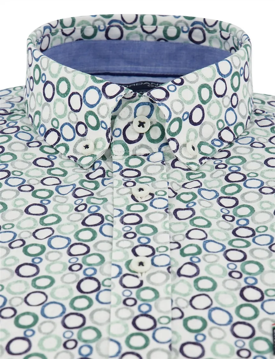 Overhemd Giordano Regular Fit groen geprint cirkels blauw