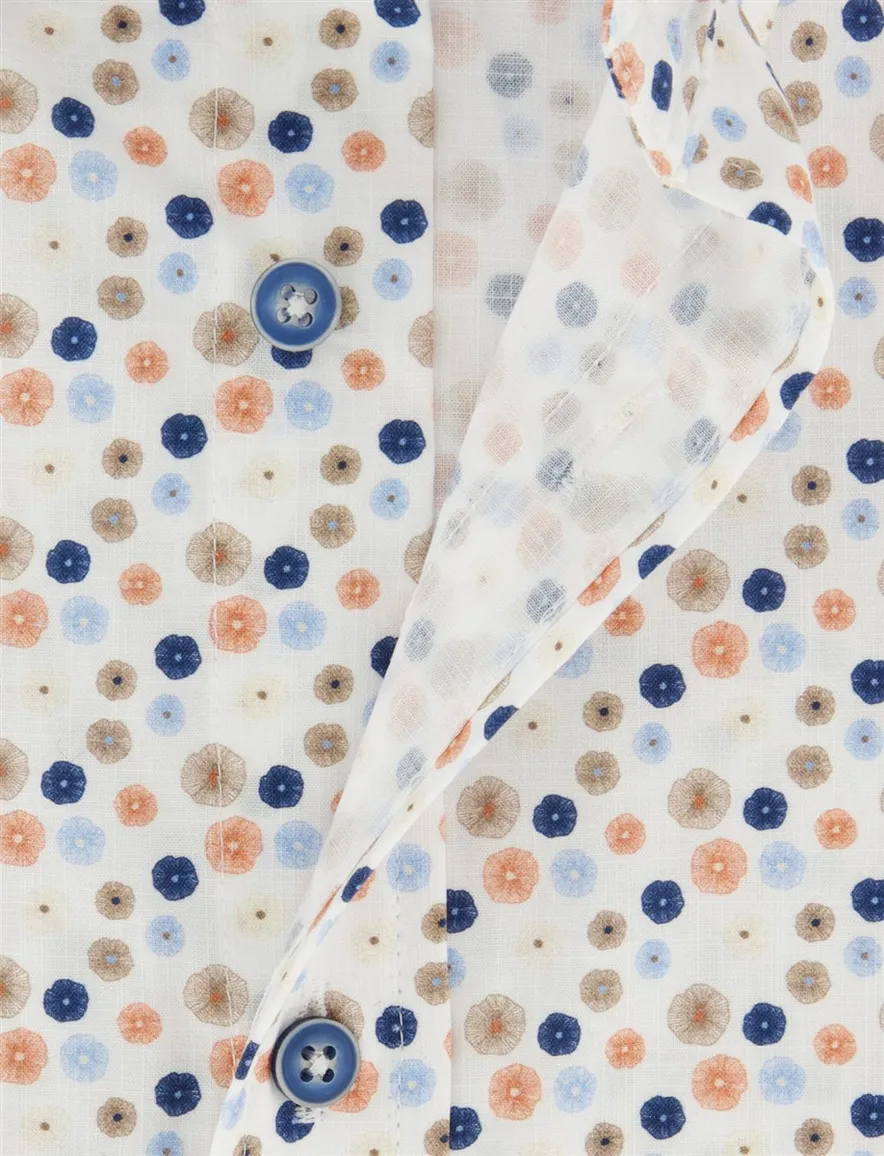 Overhemd Giordano Regular Fit wit geprint bloemetjes oranje blauw