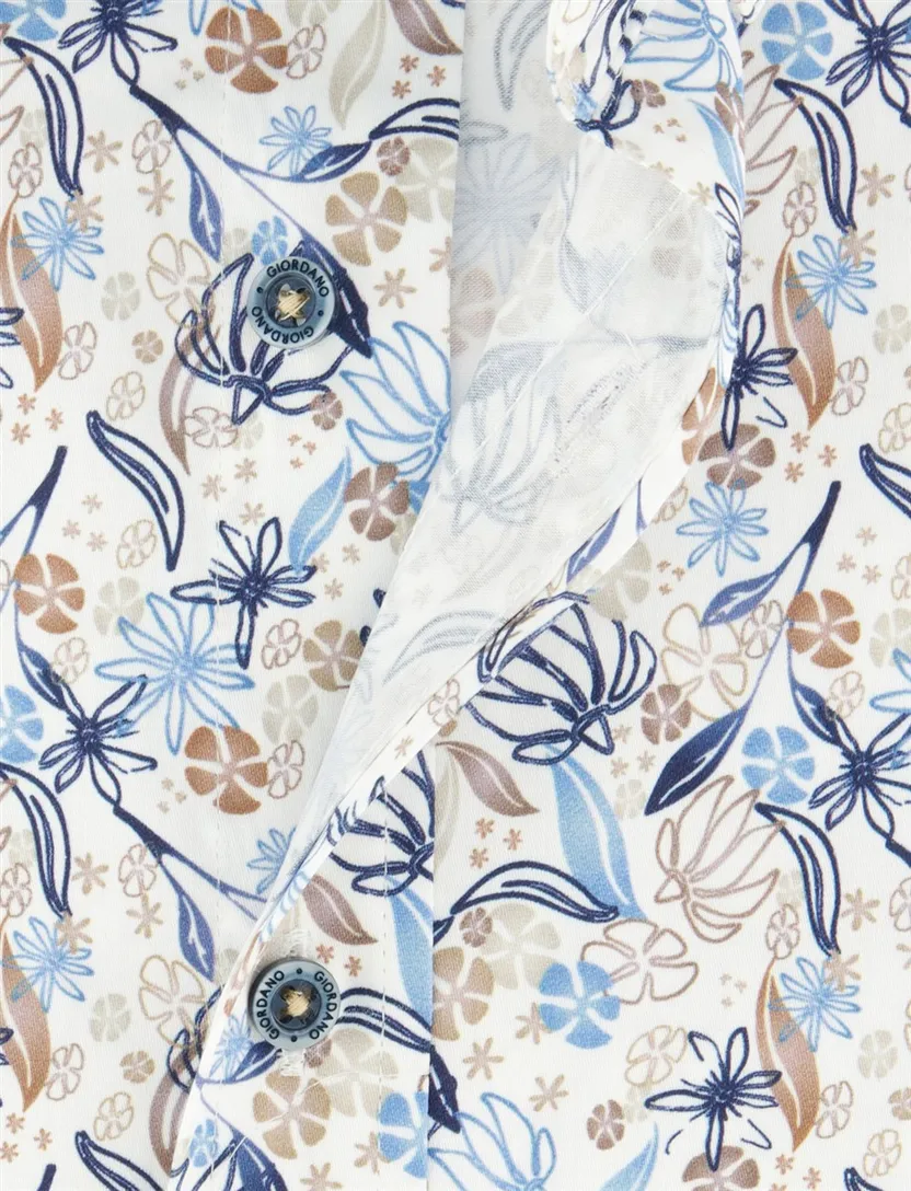 beige geprint overhemd Giordano Regular Fit bladeren en bloemen