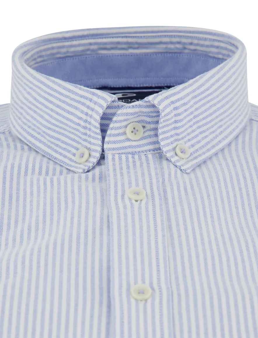 Giordano button down boord overhemd lichtblauw gestreept