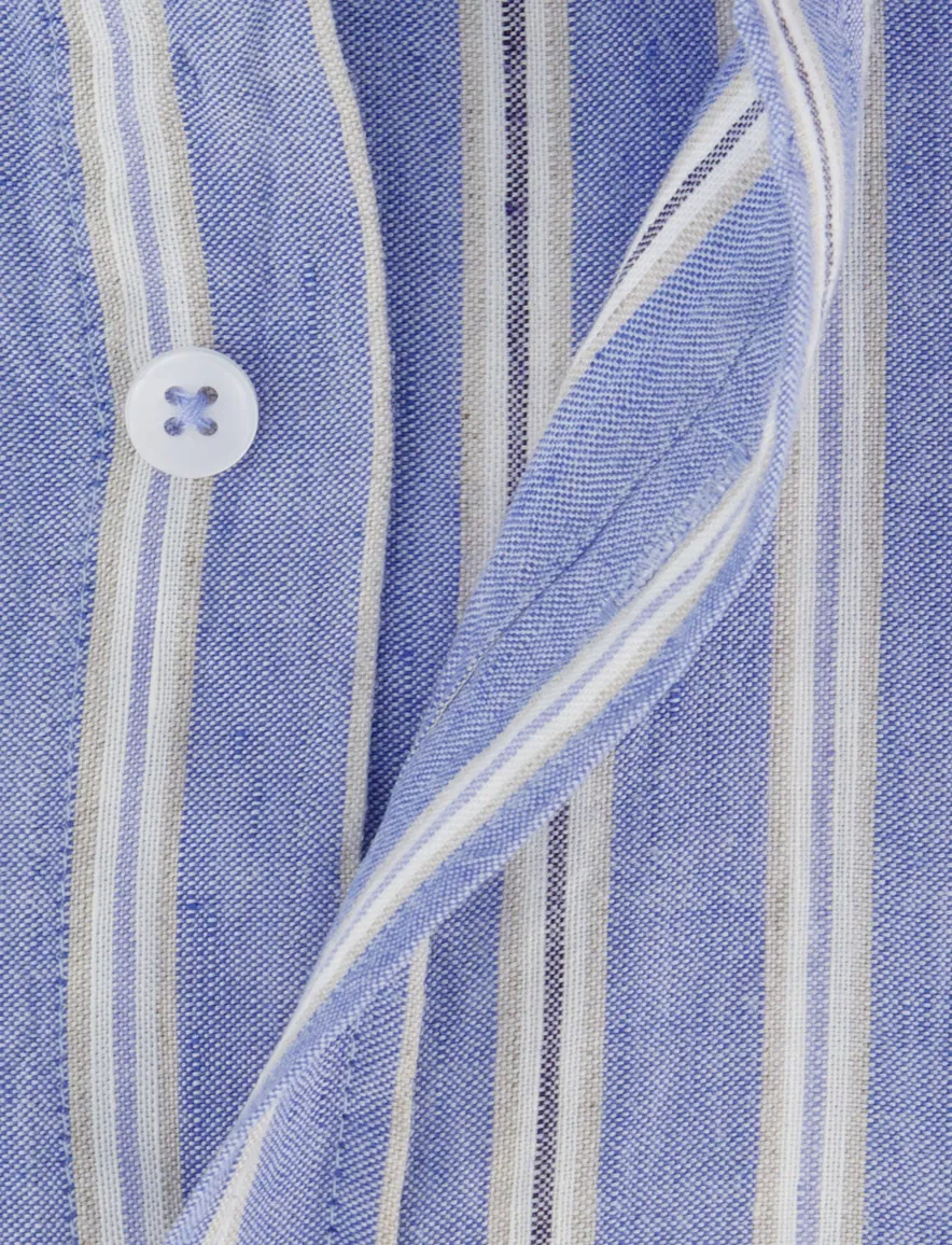 Giordano overhemd blauw gestreept motief korten mouwen