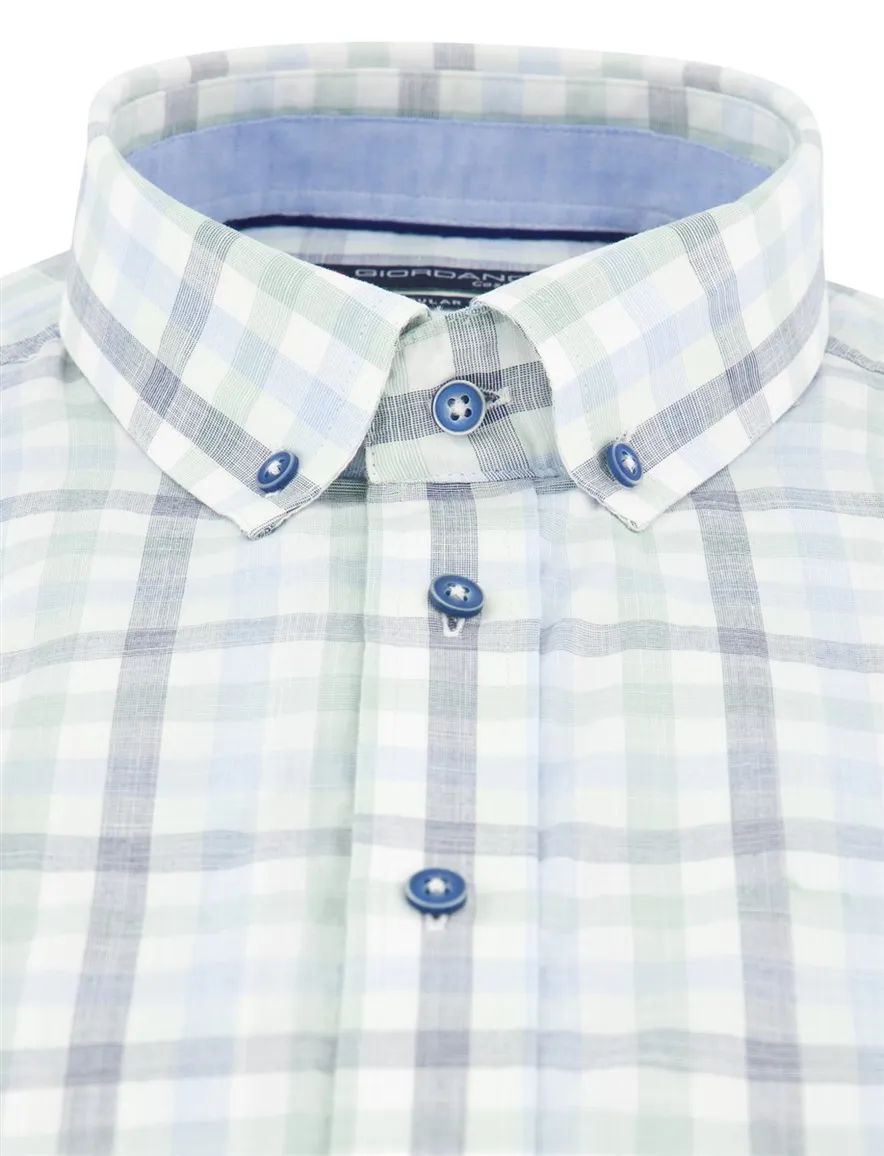 Giordano Regular Fit overhemd groen blauw geruit
