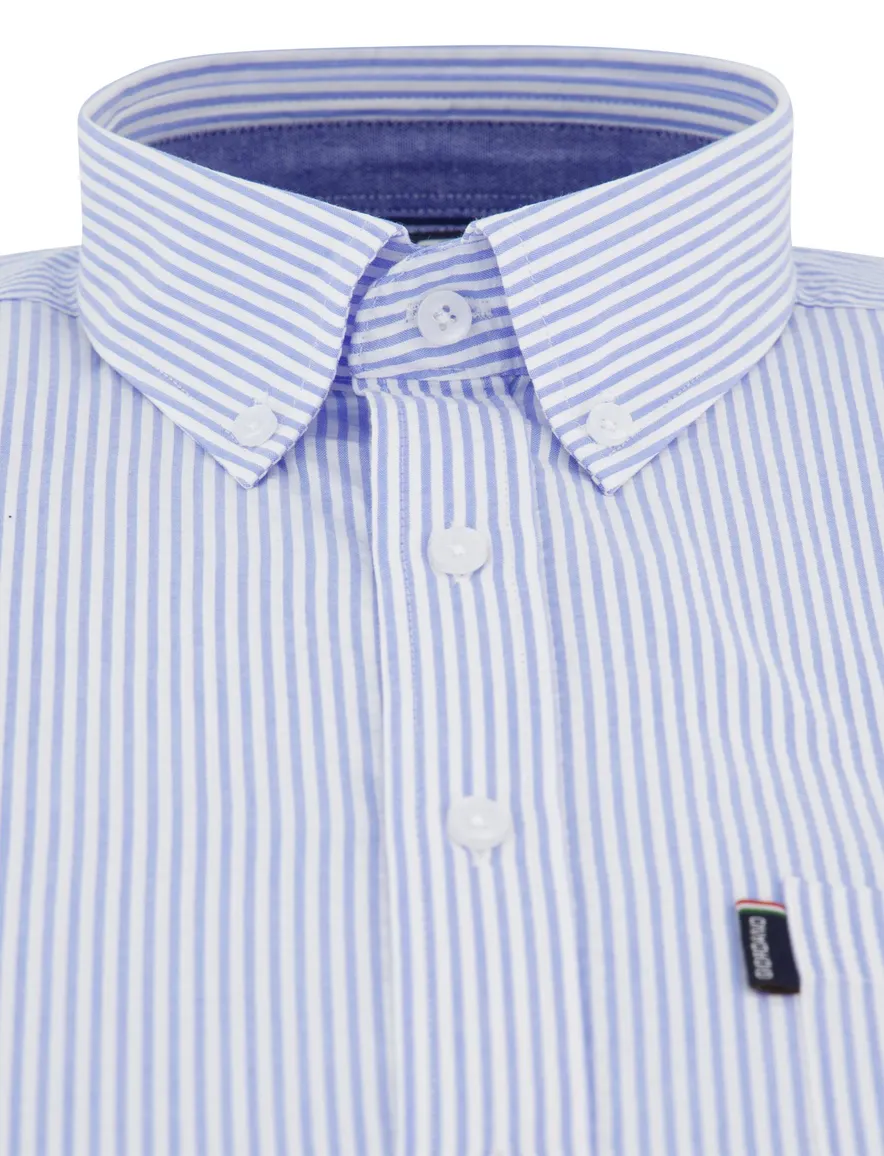 Giordano overhemd blauw gestreept regular fit
