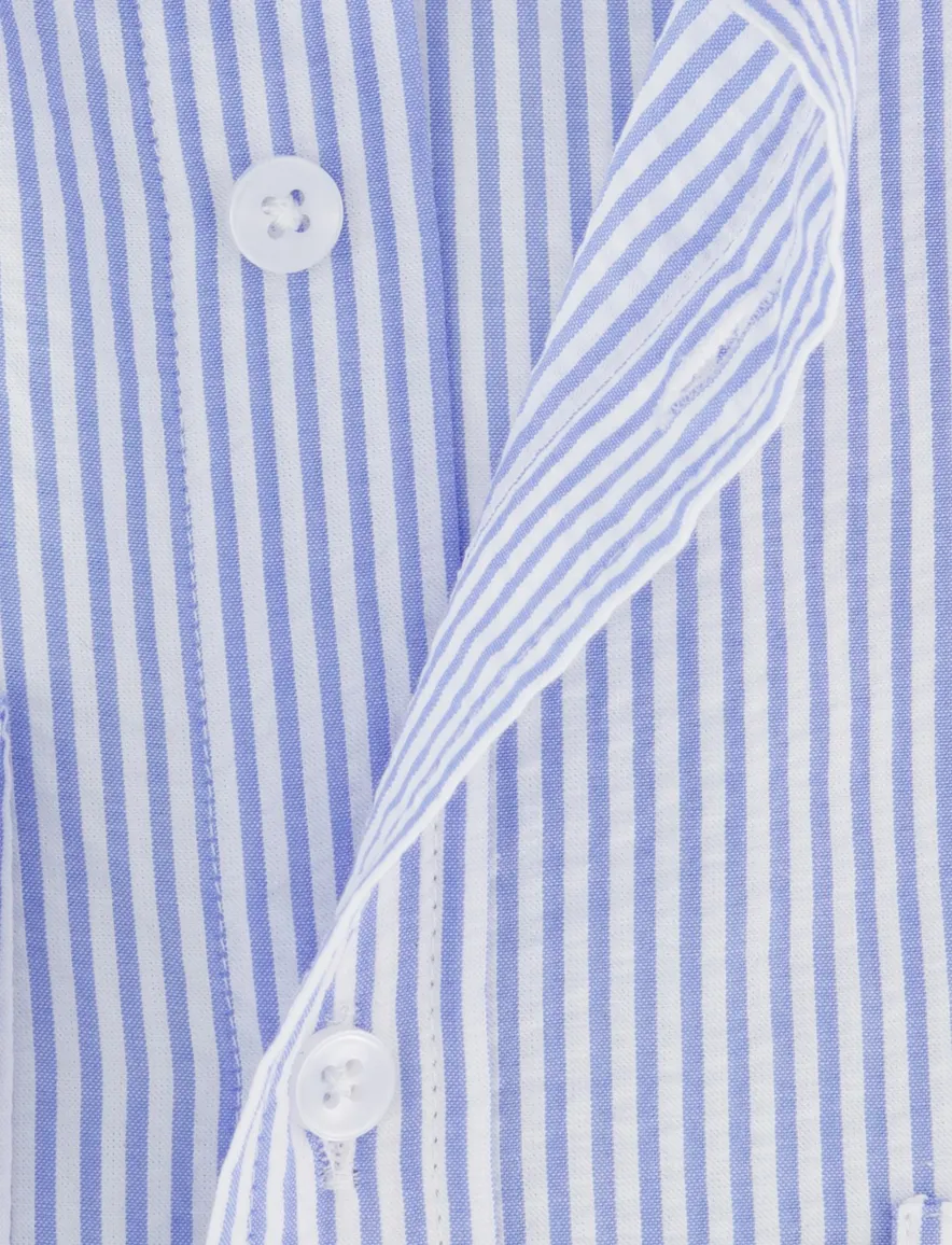Giordano overhemd blauw gestreept regular fit