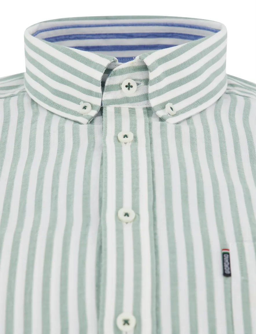 Giordano Regular fit overhemd groen wit strepen