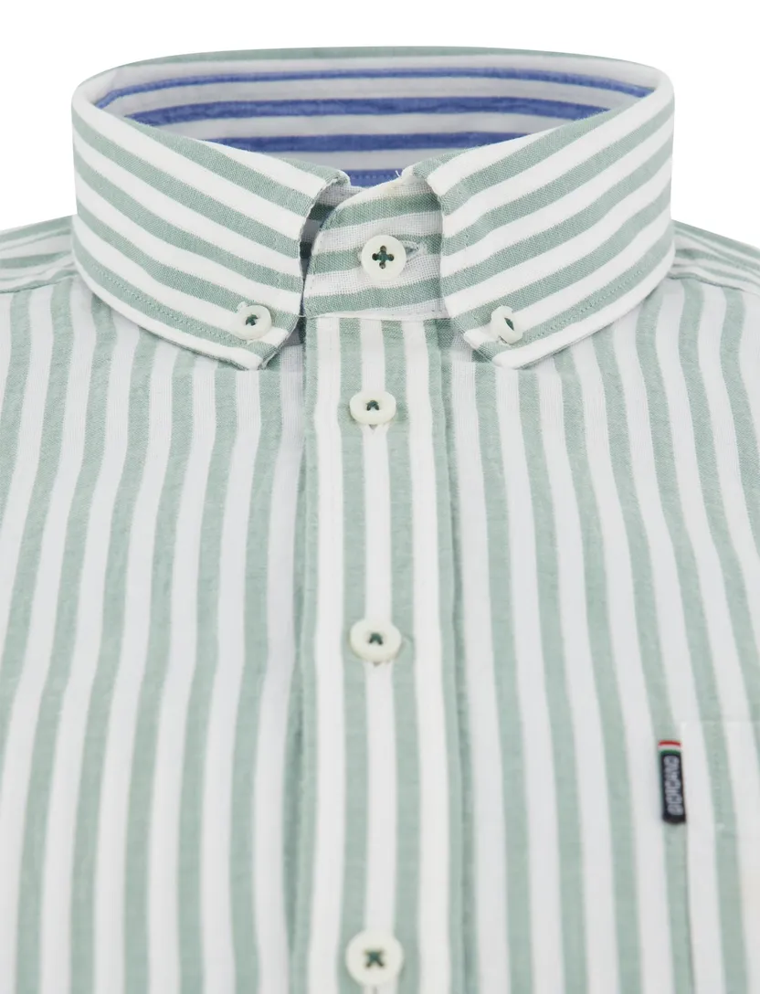 Overhemd Giordano groen casual gestreepte lange mouw
