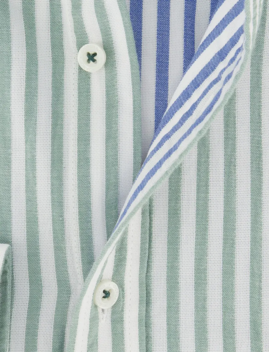 Giordano Regular fit overhemd groen wit strepen