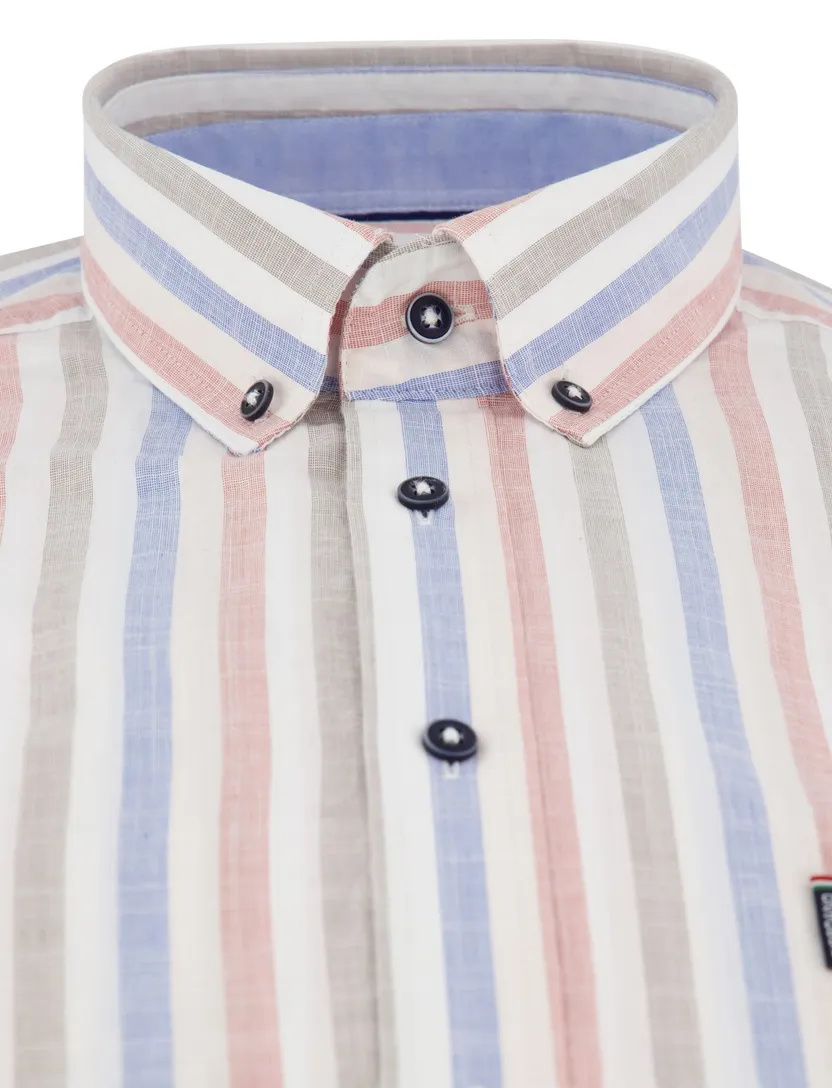 Overhemd Giordano wit gestreept normale fit lange mouw