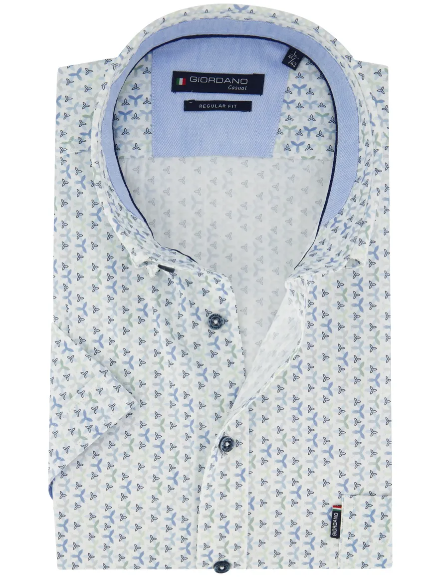 Giordano button down boord overhemd blauw geprint