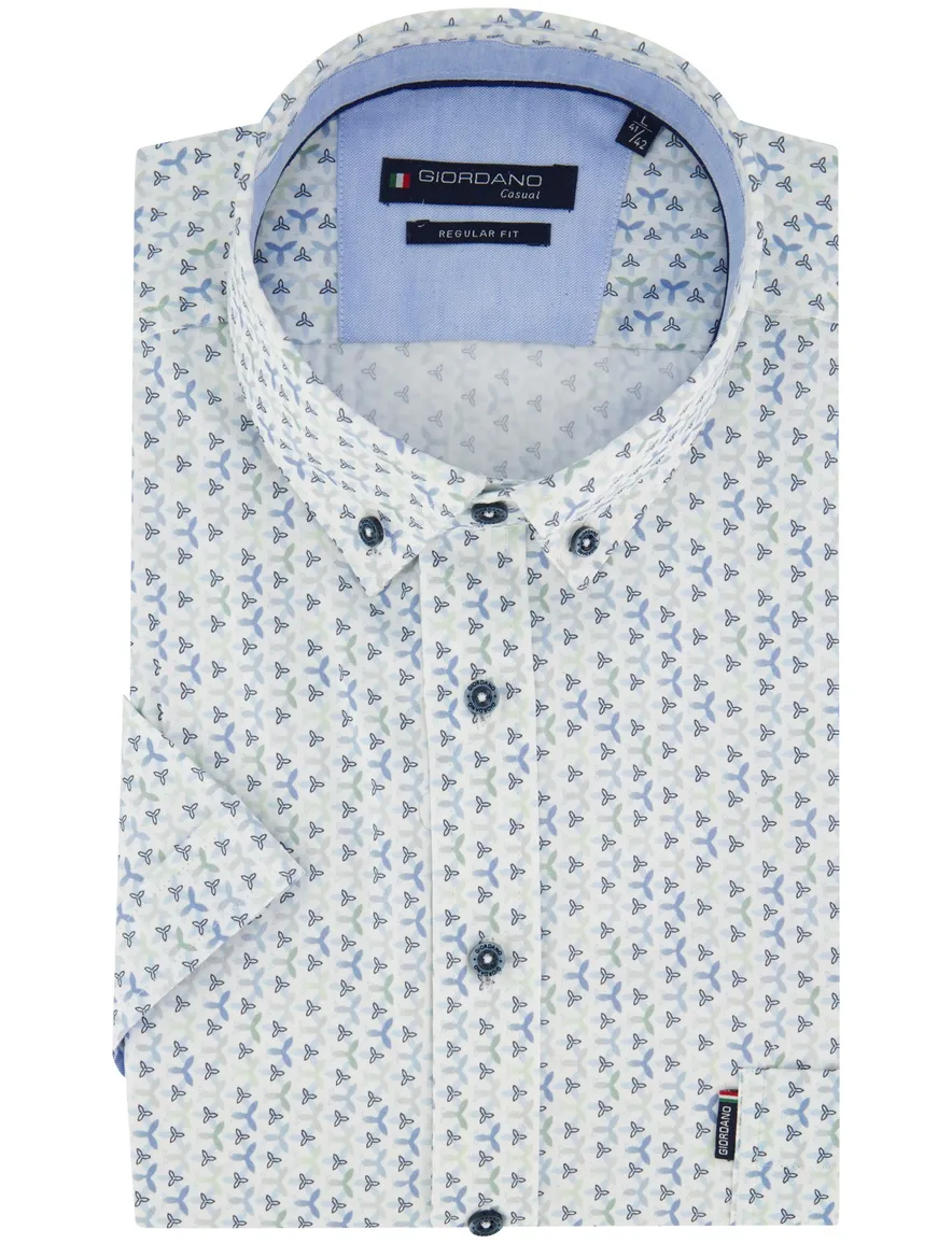 Giordano regular fit overhemd blauw met print