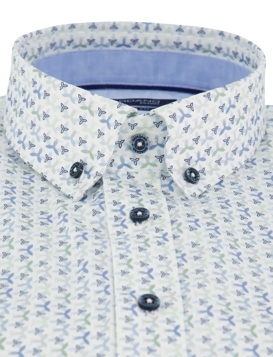 Giordano regular fit overhemd blauw met print