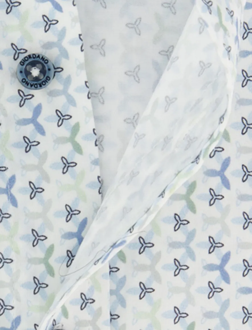 Giordano button down boord overhemd blauw geprint