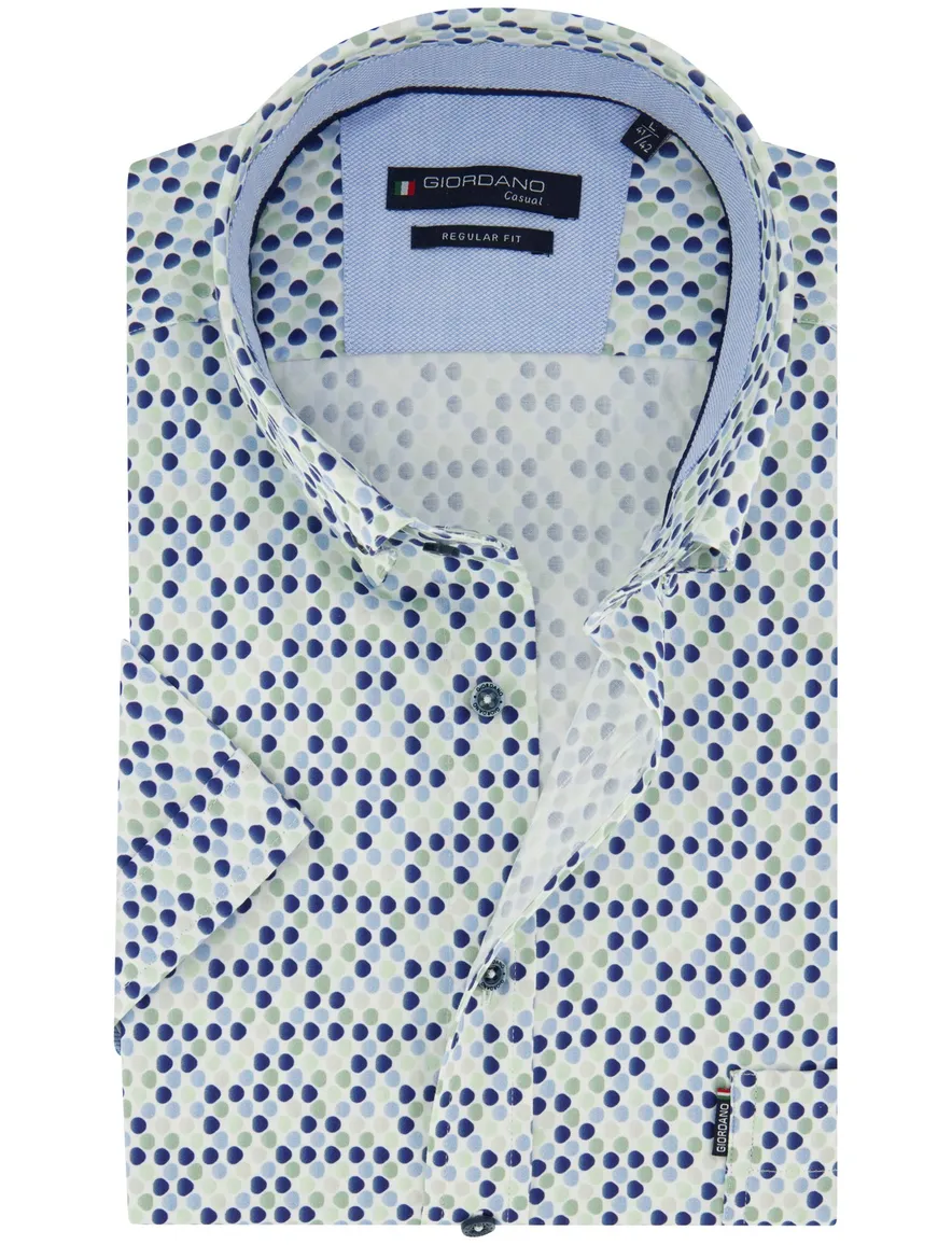 Giordano regular fit overhemd blauw met print stippen