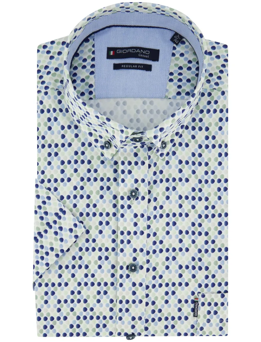 Giordano regular fit overhemd blauw met print stippen