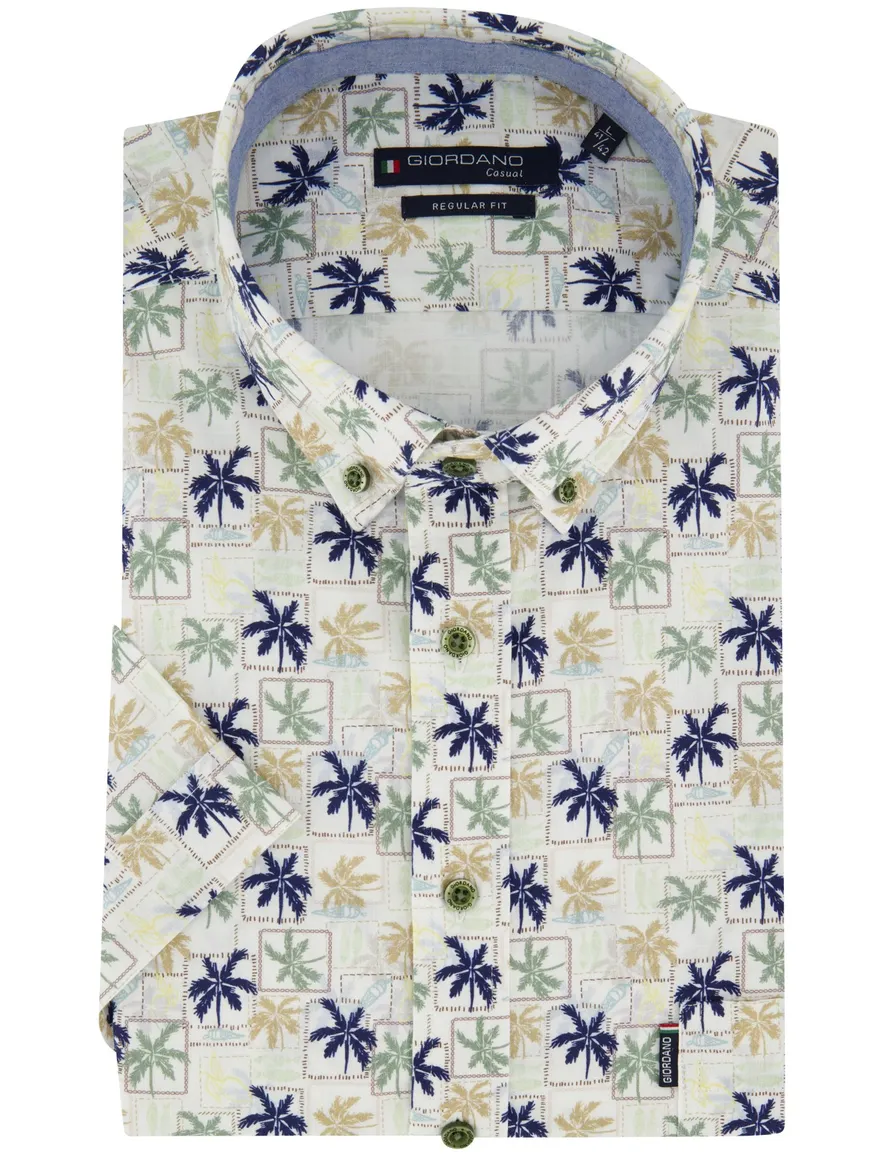 Giordano overhemd palmboom print groen km