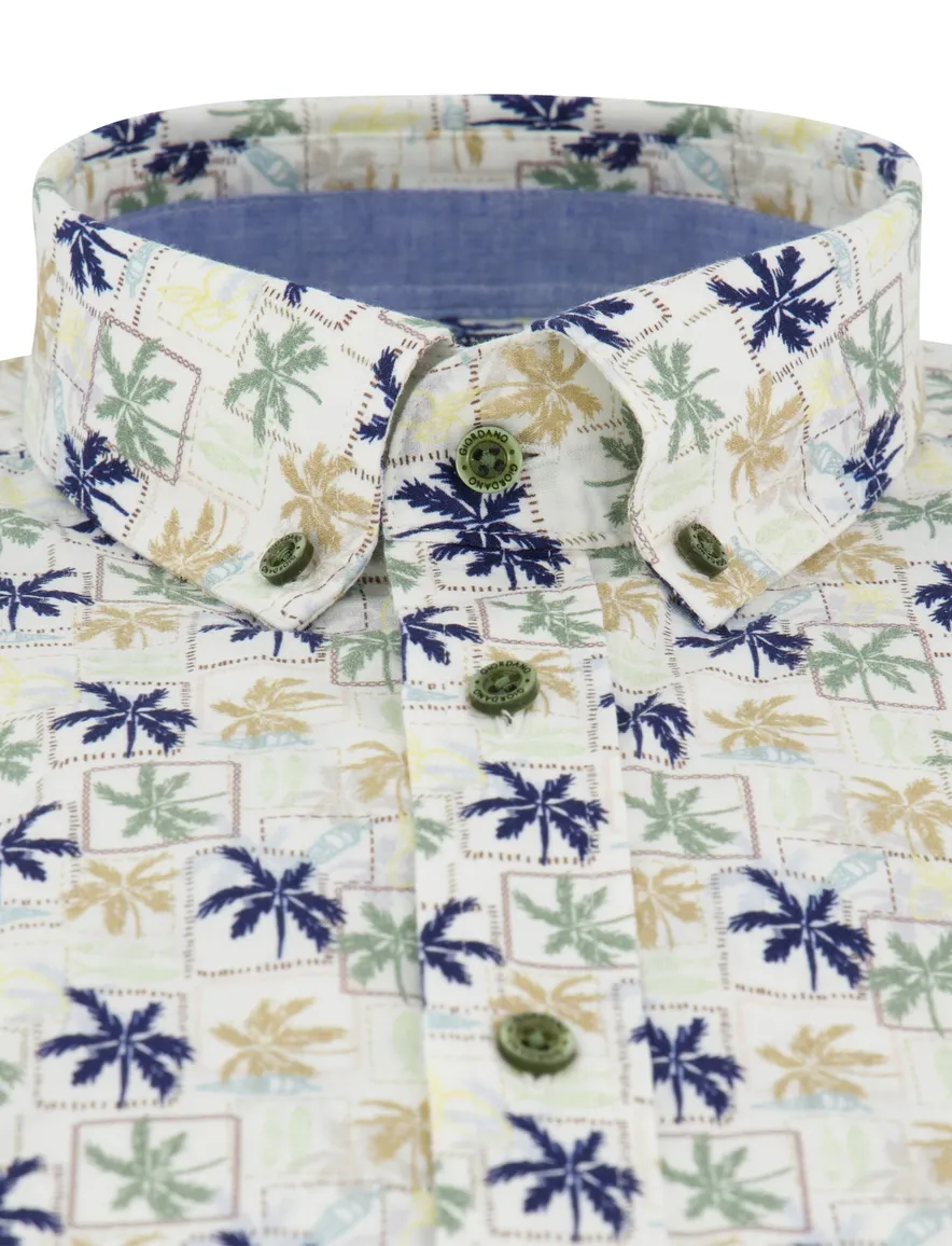 Giordano overhemd palmboom print groen km