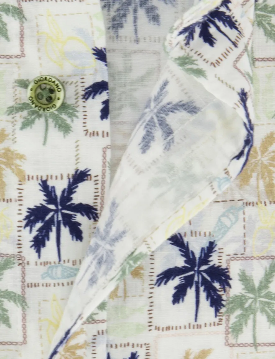 Giordano overhemd palmboom print groen km