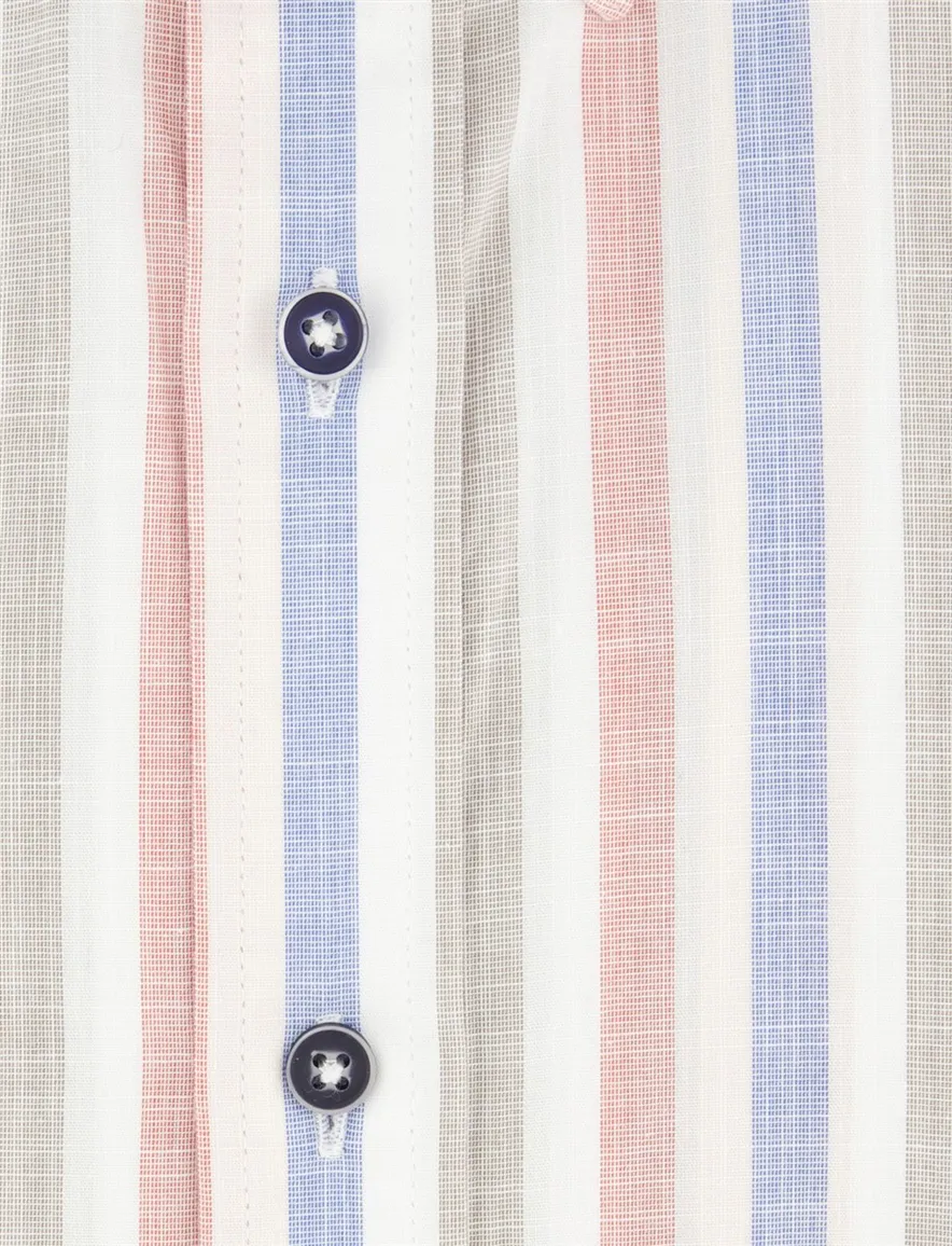 Normale fit overhemd Giordano rood blauw streepjes