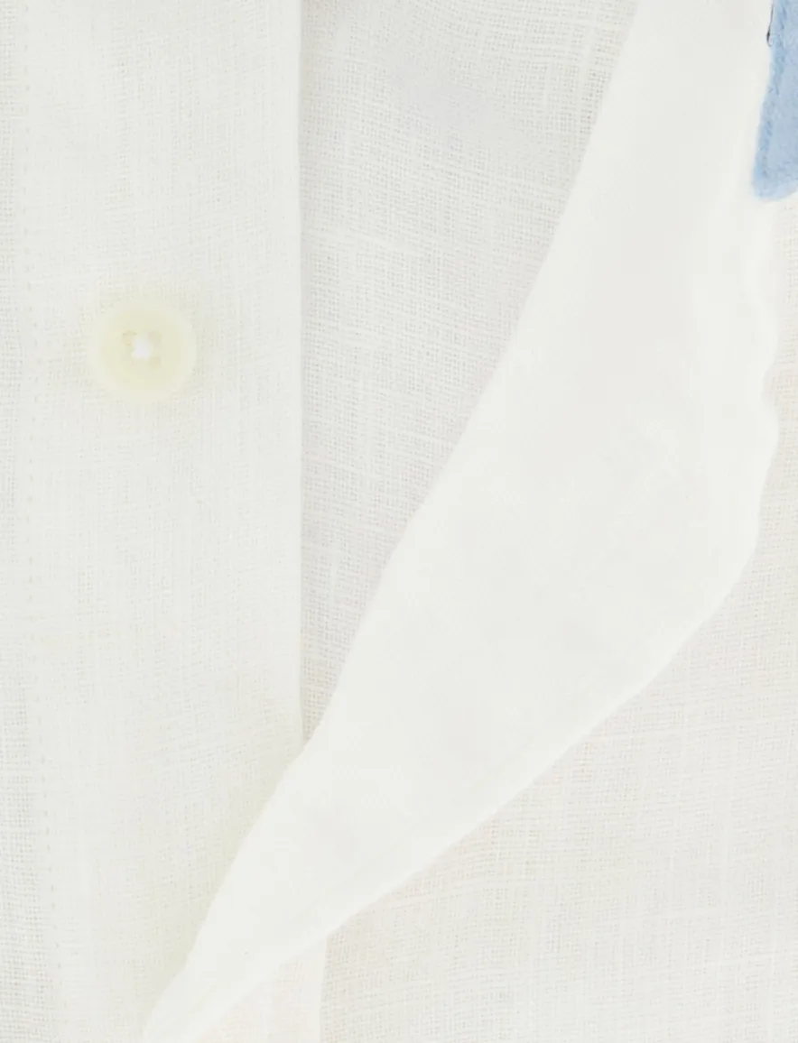 Giordano button down boord overhemd linnen wit lange mouw