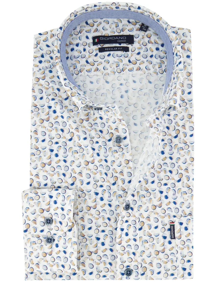 Giordano overhemd wit geprint regular fit