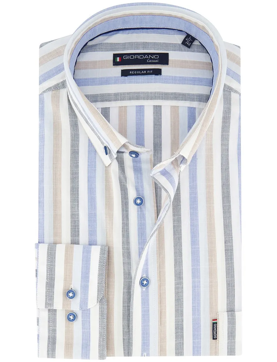 Giordano overhemd gestreept multicolor Regular Fit