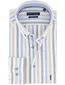 Overhemd Giordano blauw beige streepjes button down boord