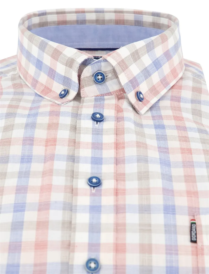 Normale fit rood blauw ruitjes Giordano overhemd