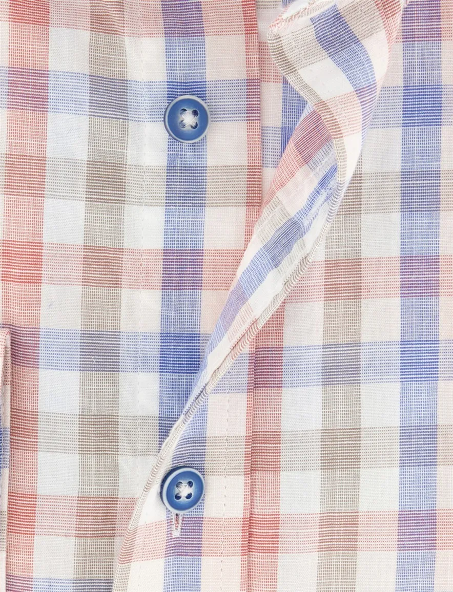 Giordano Regular Fit overhemd rood blauw geruit