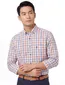 Giordano overhemd roze blauwe ruit Regular Fit