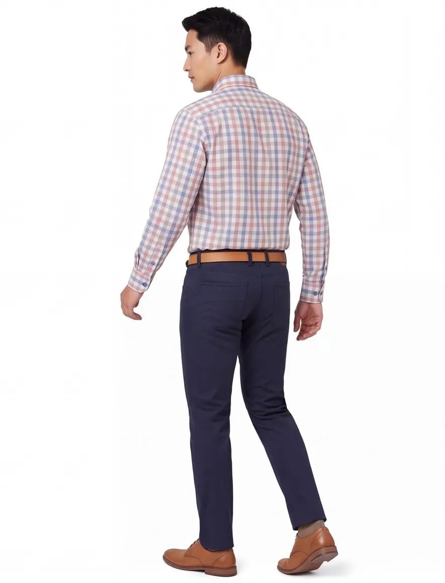 Normale fit rood blauw ruitjes Giordano overhemd