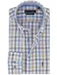Giordano Regular Fit overhemd blauw beige geruit katoen
