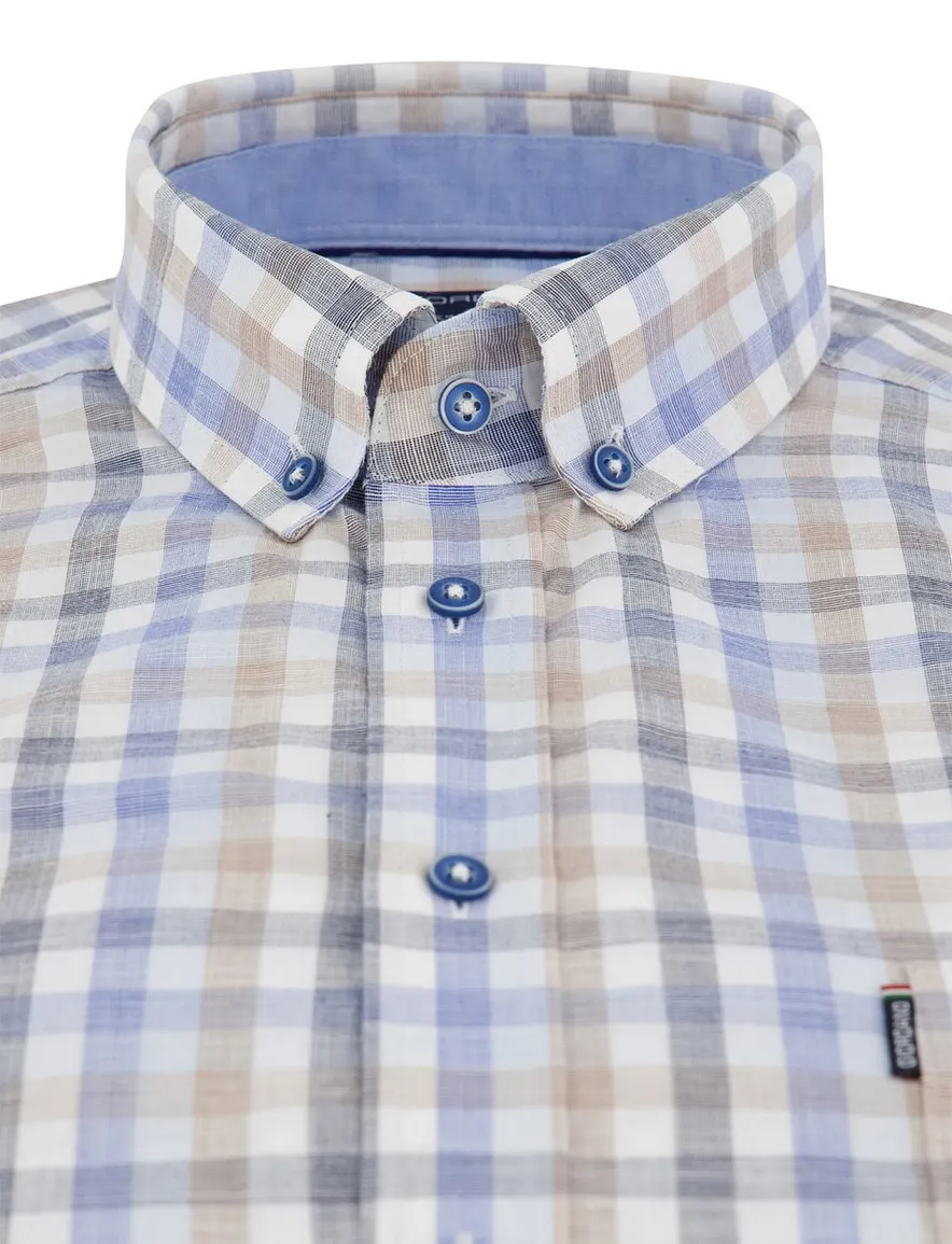 Giordano Regular Fit overhemd blauw geruit