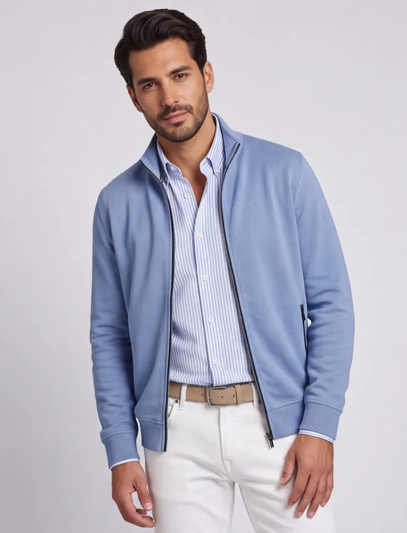 vest Baileys normale fit blauw met rits katoen