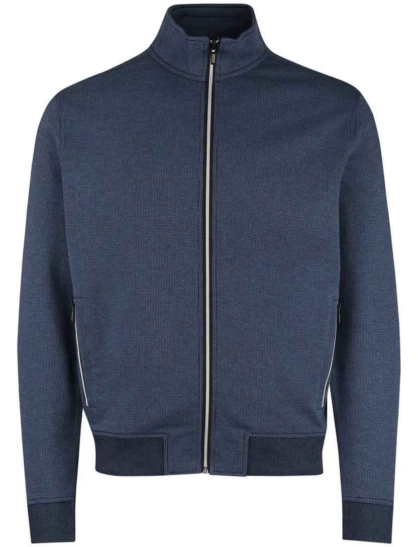 vest Baileys donkerblauw normale fit met boord witte rits