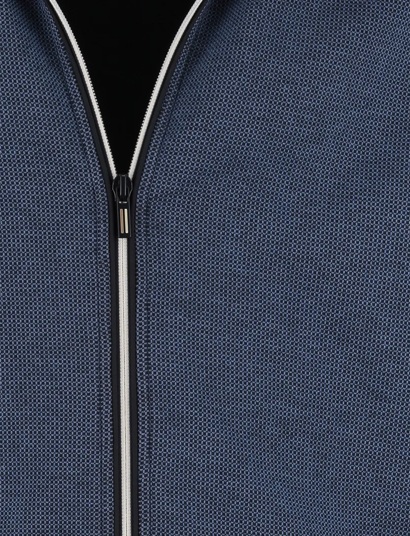 vest Baileys donkerblauw normale fit met boord witte rits
