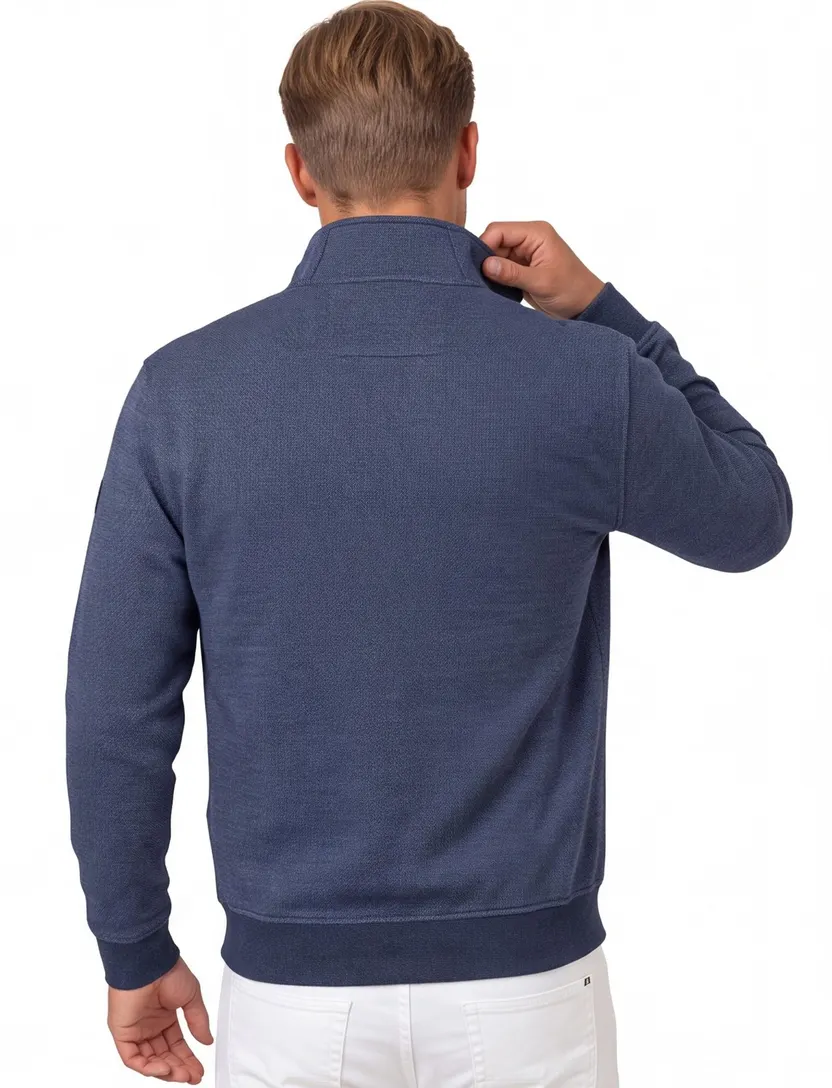 vest Baileys donkerblauw normale fit met boord witte rits
