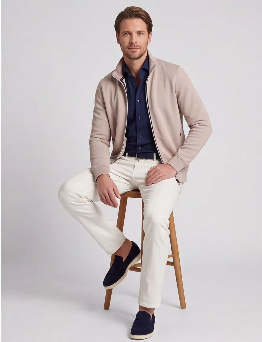 beige vest Baileys normale fit katoen