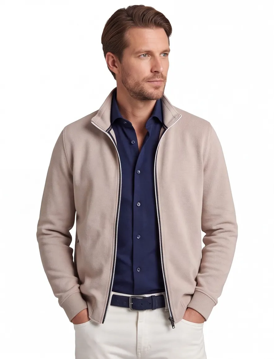 beige vest Baileys normale fit katoen