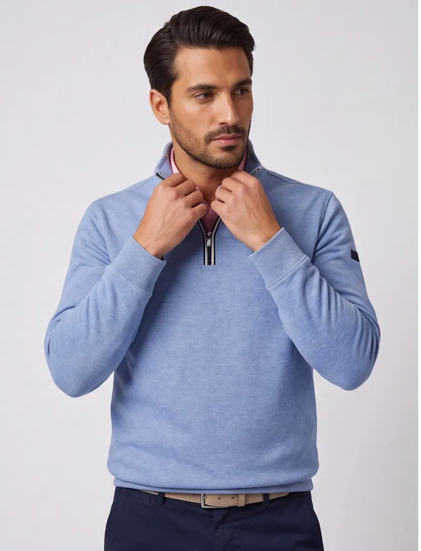 trui Baileys blauw normale fit half zip rits