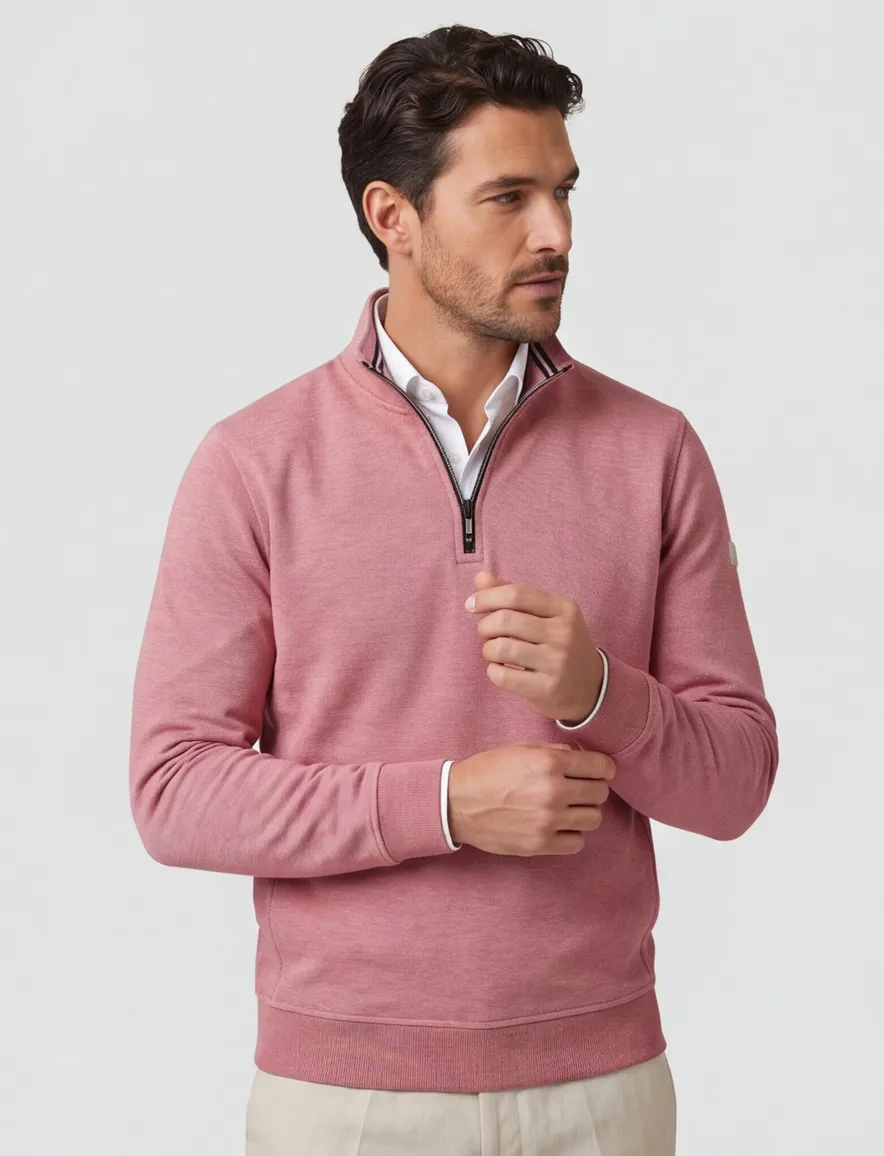 roze trui Baileys half zip normale fit
