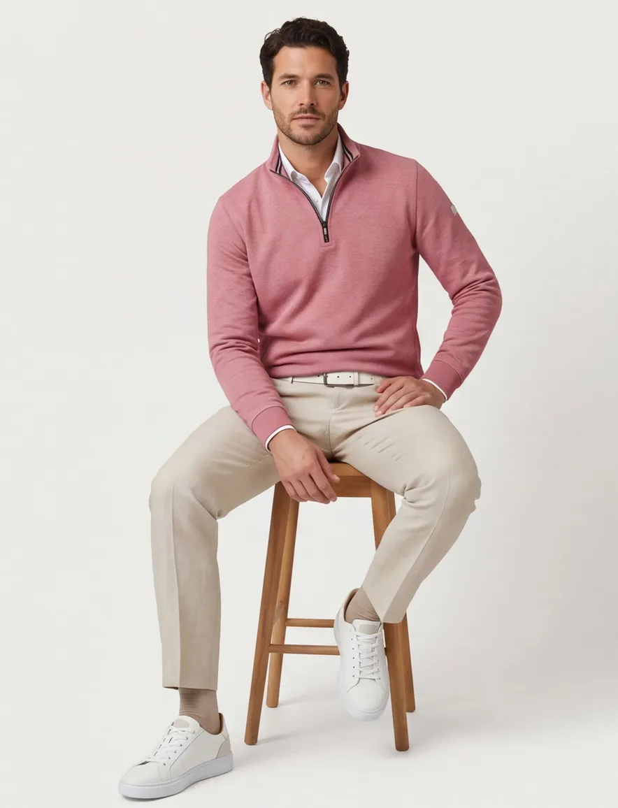 roze trui Baileys half zip normale fit