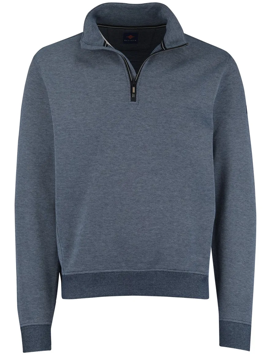blauwe trui Baileys half zip 100% katoen
