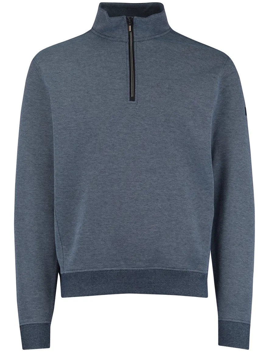 blauwe trui Baileys half zip 100% katoen