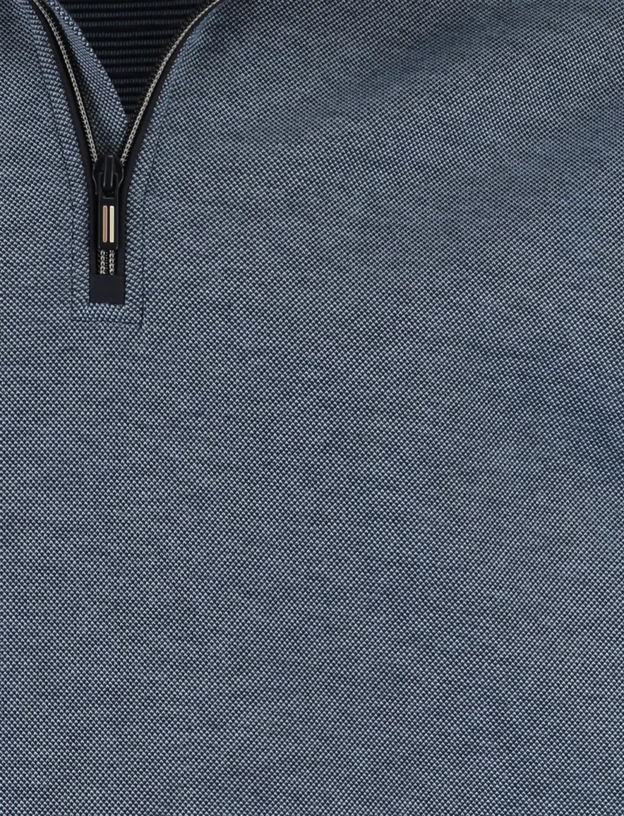 blauwe trui Baileys half zip 100% katoen