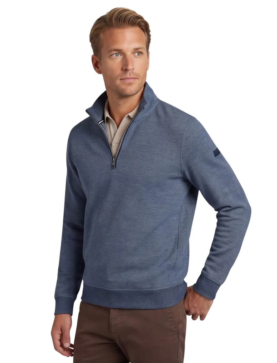 blauwe trui Baileys half zip 100% katoen
