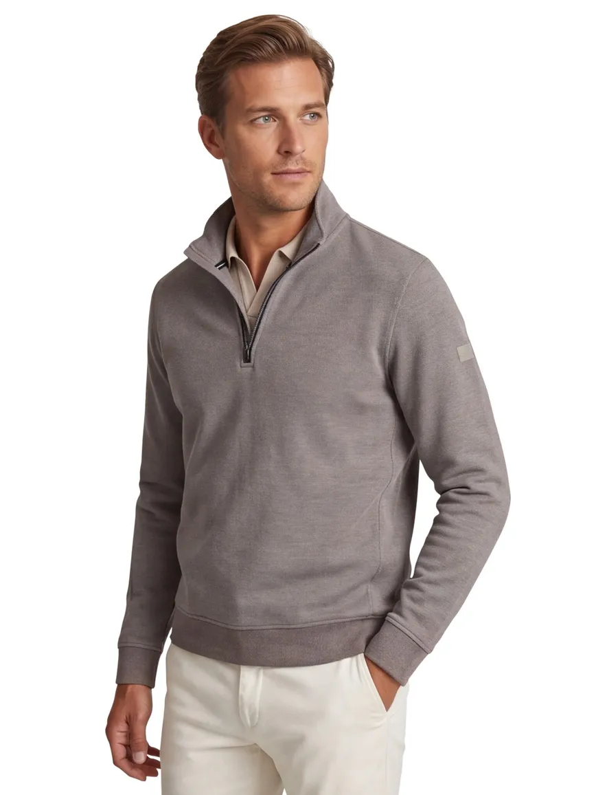 grijs trui half zip Baileys 100% katoen